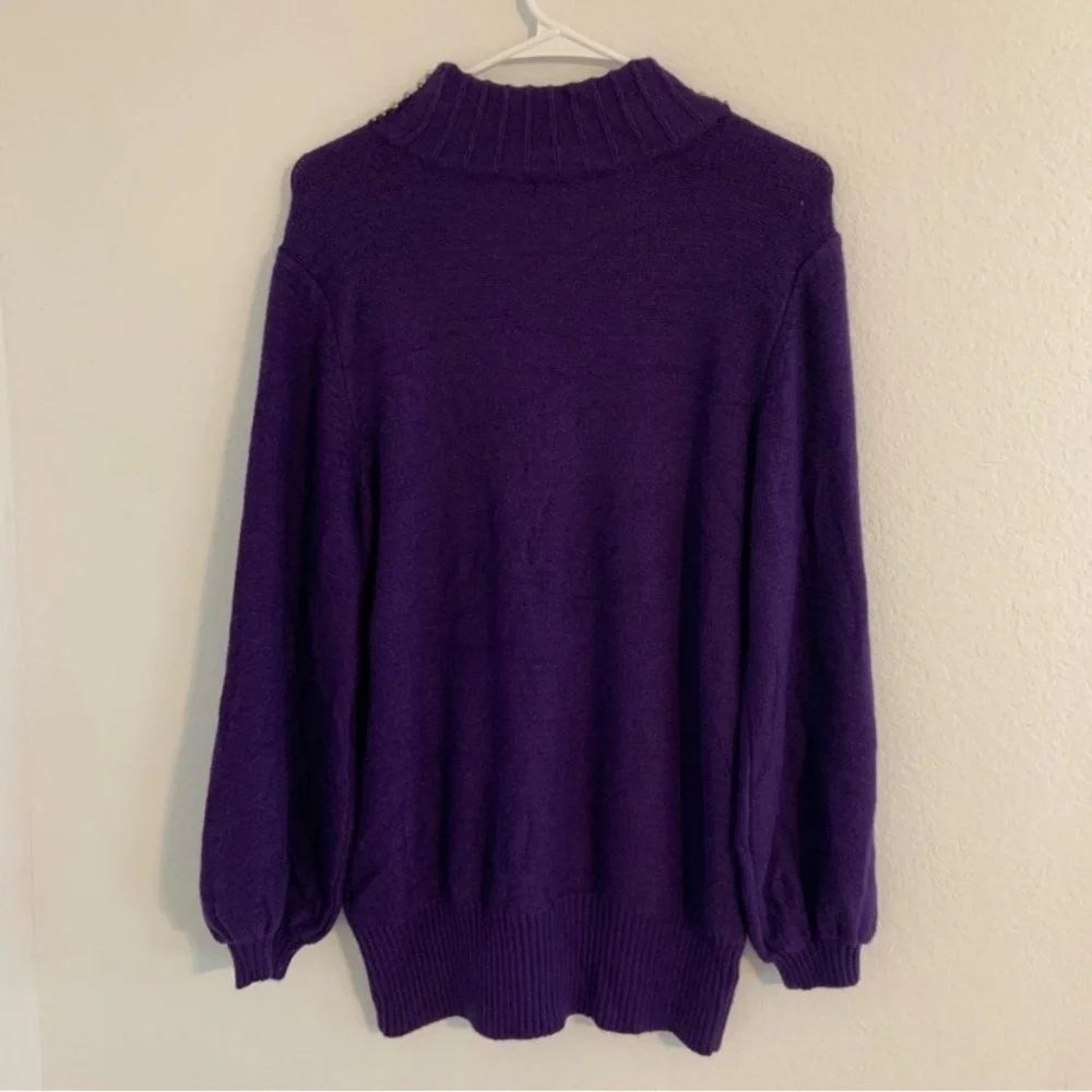 Alfani Embellished Knit Mock Turtleneck Sweater Purple
